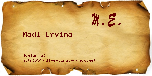 Madl Ervina névjegykártya